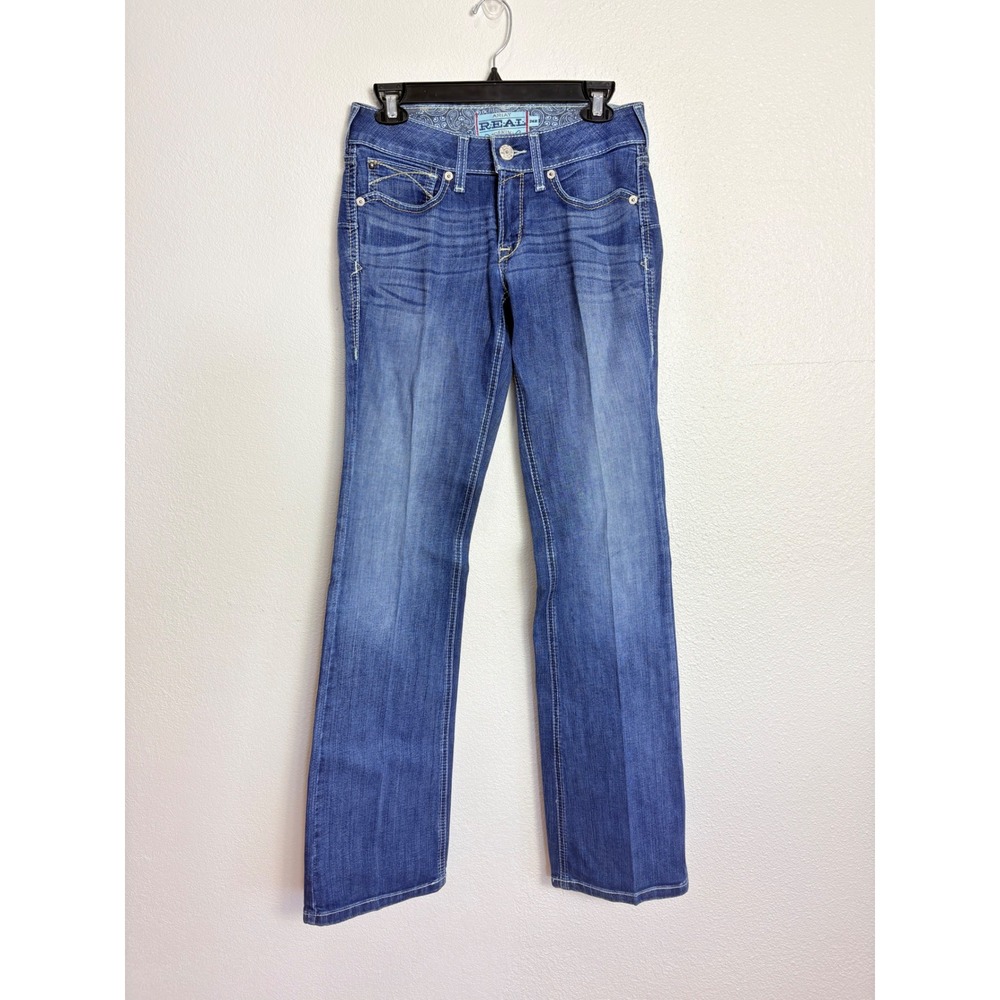 Ariat Real Denim Medium Wash Low Rise Bootcut Jeans Size 26 Tall Western Cowgirl